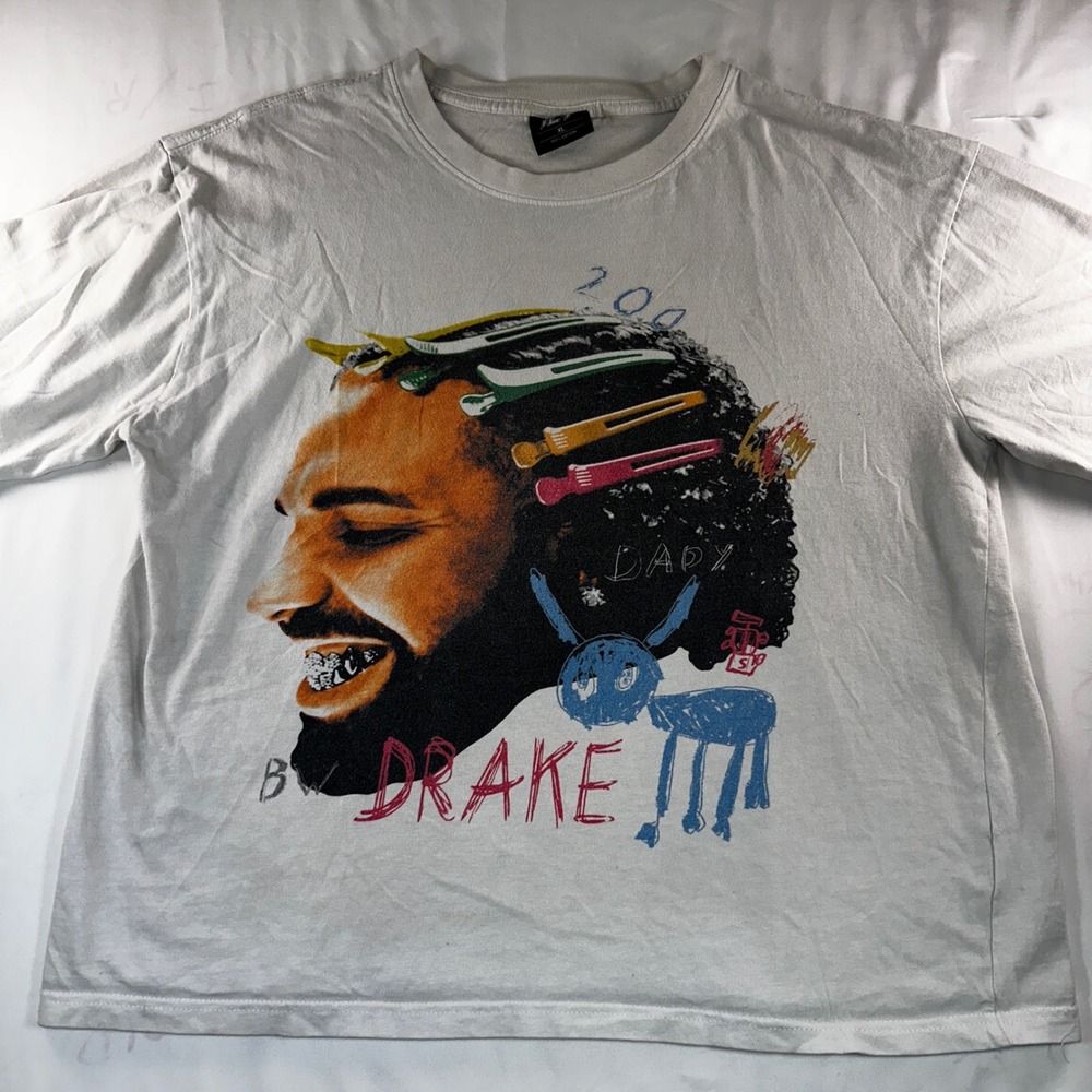 Drake For All The Dogs Graphic T-Shirt White XL Rap Tee Streetwear